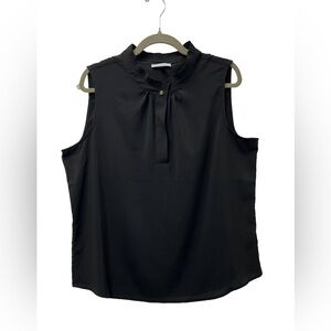 Calvin Klein Black Sleeveless Ruffle-Neck Camisole